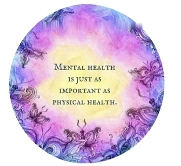 Mental health awareness artwork with a profile silhouette and colourful mind imagery